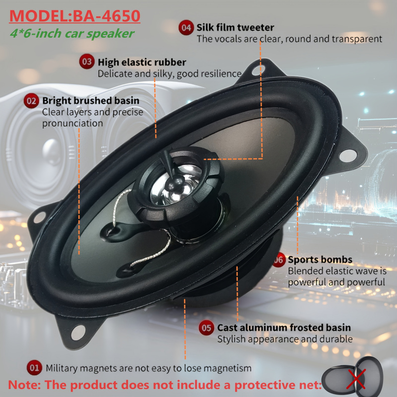 Audio Universal Music - Alto-falante Coaxial Automotivo 4x6 Polegadas, Alto-falante