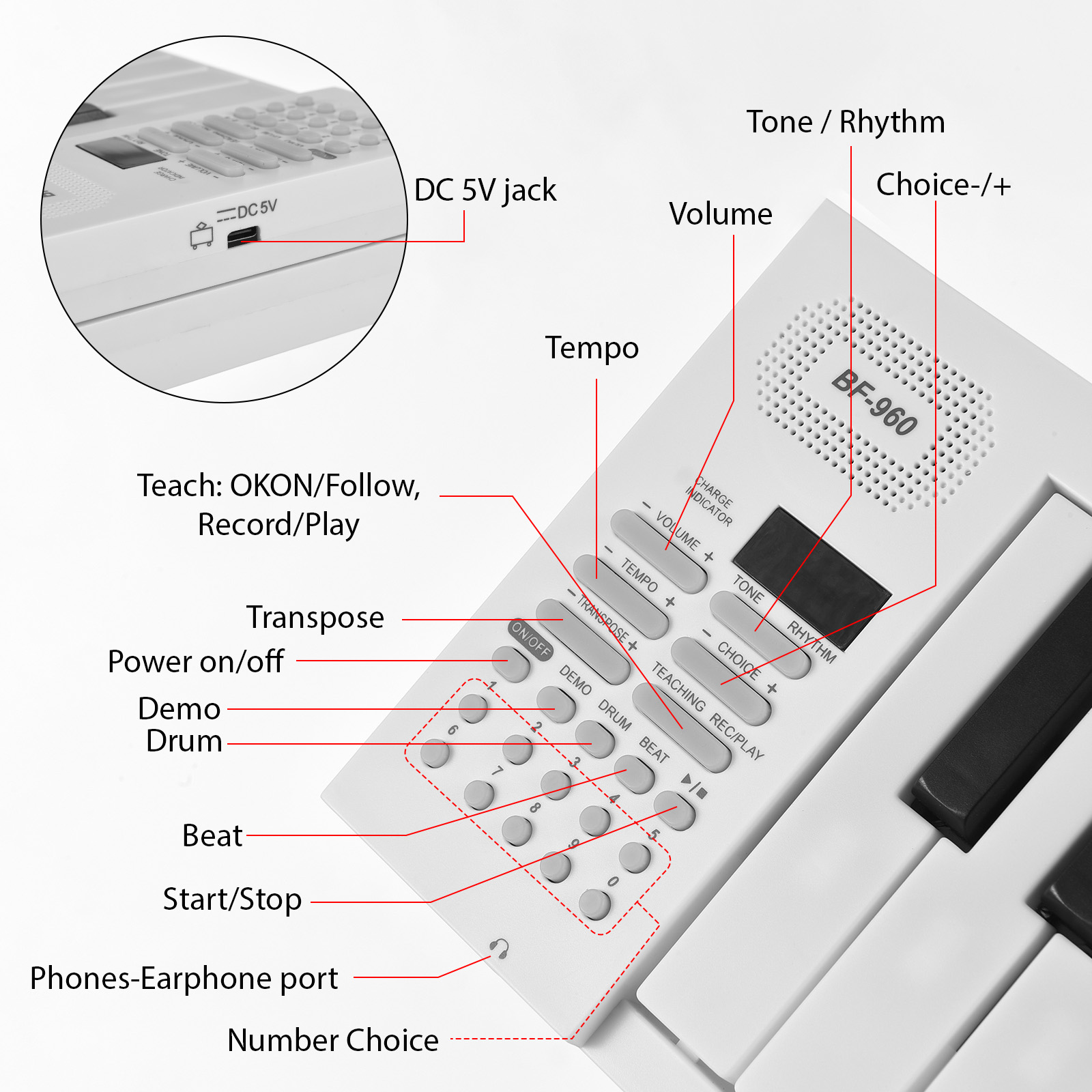 Teclado de piano eletrônico mu - Keyboard Piano 61 Key avaliação e preço