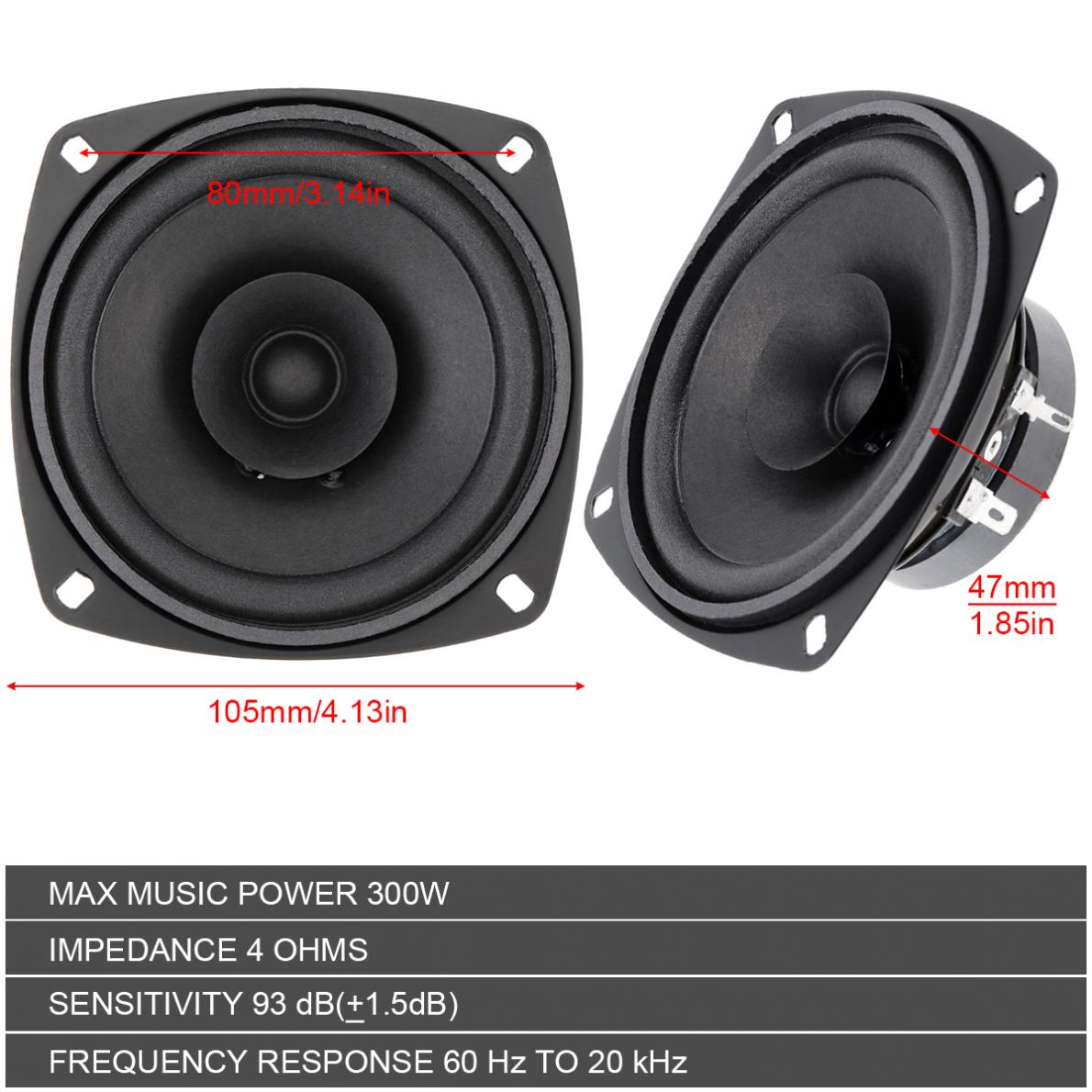 1 peça 4 Polegada 12v 300w uni - Audio Universal Music avaliação e preço